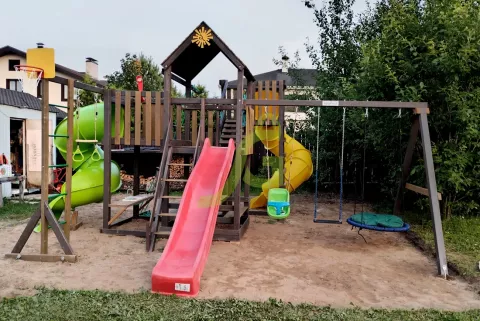 Детская площадка IgraGrad Панда Фани с балконом (две трубы)