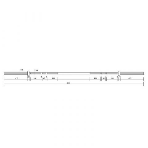 Гриф олимпийский прямой 220 см до 680 кг OKPRO OK5002-1 (красный)