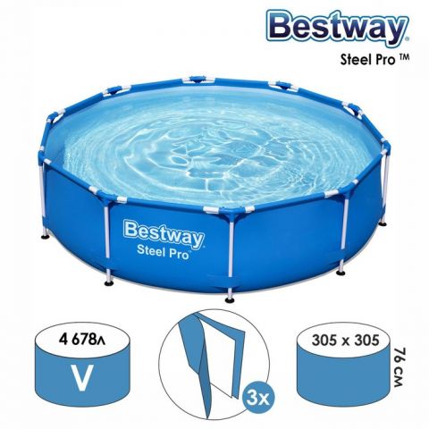 Бассейн каркасный Bestway Steel Pro, 305 х 76 см, (56677)