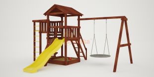 Детская площадка Савушка Мастер 3 с подвесными качелями 1 метр (Махагон)